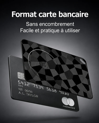 Valion Track Pro au format d'une carte bancaire, comparé à une carte de paiement