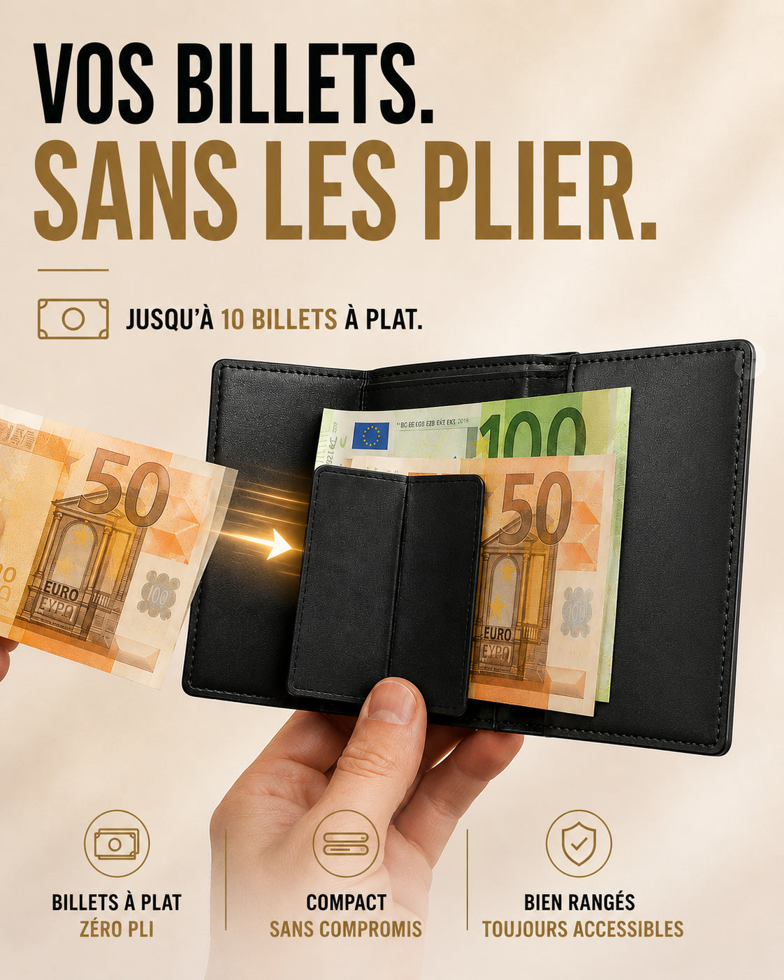 Valion Card Pro — vos billets sans les plier : jusqu'à 10 billets à plat