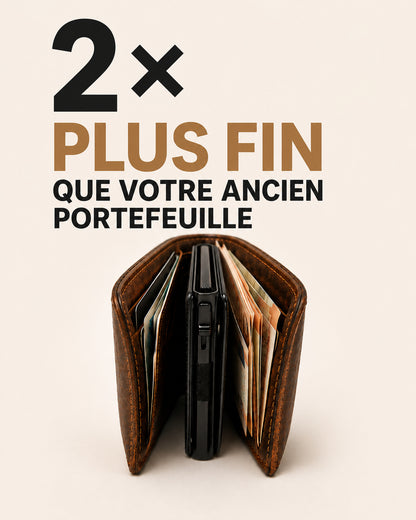Valion Card Pro — comparaison d'épaisseur avec un portefeuille traditionnel