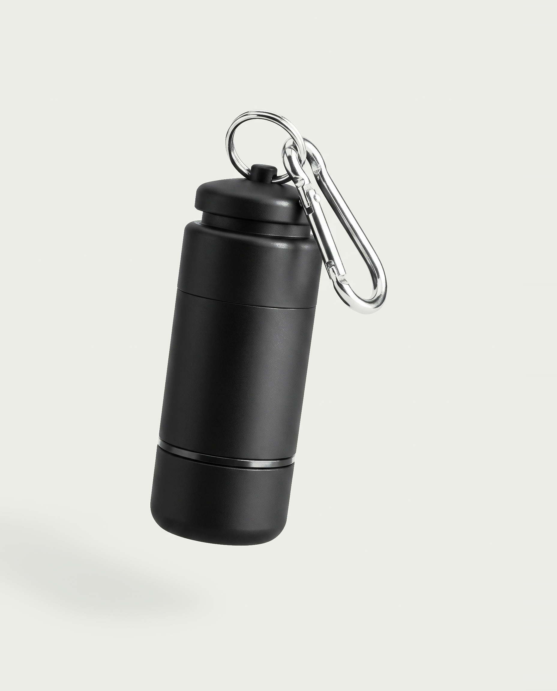 Mini Torche — lampe torche LED rechargeable pour porte-clés, coloris noir, mousqueton chromé